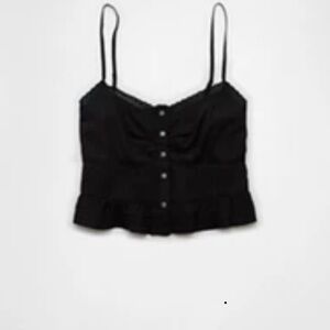 American Eagle Outfitters Black Button-Up Crop Top